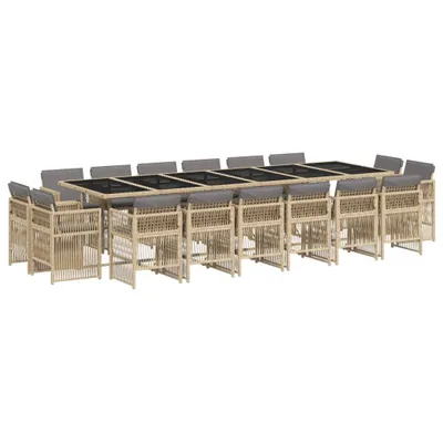 Produktbild von 17-tlg. Garten-Essgruppe mit Kissen Beigemischung Poly Rattan