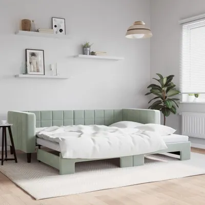 Immagine prodotto di vidaXL Letto da giorno allungabile grigio chiaro 90x190 cm in velluto
