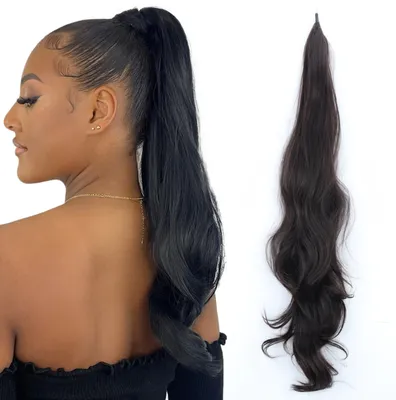 Produktbild von Ponytail Extensions Čierna - Čierne predĺženie vlasov - Cop so zábalom - Predĺženie vlasov - Príčesok - 75 cm