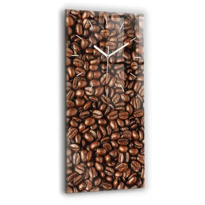 Produktbild von Wallfluent Wanduhr – Stilles Quarzuhrwerk - Uhr Dekoration Wohnzimmer Schlafzimmer Küche - Zifferblatt mit Strichen - weiße Zeiger - 30x60 cm - Kaffeekörner