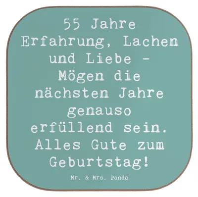 Produktbild von Mr. & Mrs. Panda Untersetzer für Gläser Spruch 55. Geburtstag Erfüllung - Meeresbrise - Geschenk, Tasse, gläseruntersetzer, Tischuntersetzer, Alter, Tassenuntersetzer