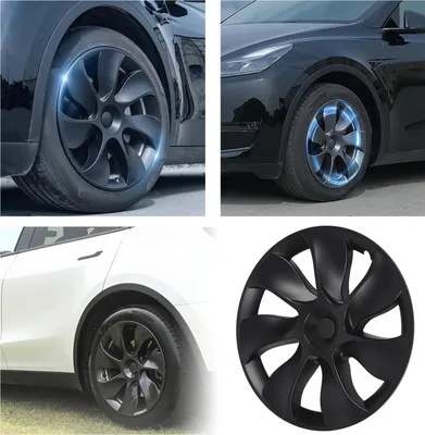 Obrázok produktu pre 4 kusy krytov kolies pre 19-palcové kolesá, kompletný kryt náboja, náhrada za Tesla Model Y 2020 až 2023, matná čierna farba