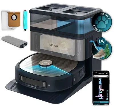 Immagine prodotto di Robot aspirapolvere e lavapavimenti - CECOTEC Conga Z100 - 20.000 Pa - Nero / Acciaio inossidabile
