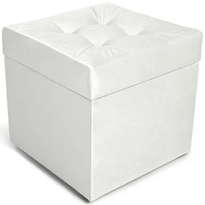 Produktbild von MG Design Polsterhocker Weiß 45x45 cm - Stauraum 50L, bis 300 kg, sofort einsatzbereit, pflegeleicht, für Wohnzimmer & Flur