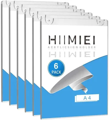 6er Set A4 Acryl Posterhalter, transparent, Wandmontage