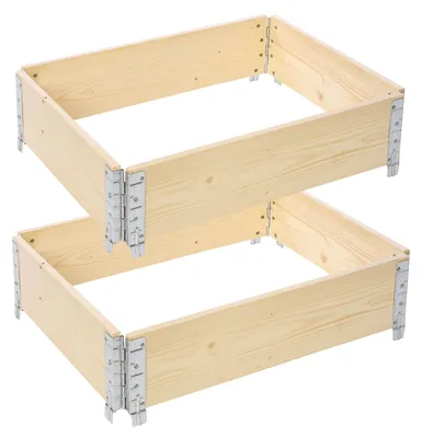 Produktbild von Garronda 2 Stück Holzaufsatzrahmen für Palette Aufbewahrungskiste aus Holz Hochbeete Holzkiste Natural 80/60