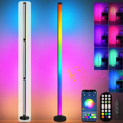 Obrázek produktu pro Chytrá LED stojací lampa obývací pokoj 120CM RGB rohová lampa stmívatelná stojací lampa s dálkovým ovládáním a hudebními režimy APP 16 milionů barev