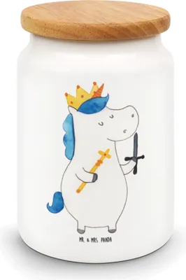 Produktbild von Mr. & Mrs. Panda Dose Einhorn König mit Schwert - Weiß - Geschenk, Einhörner, zuckerdose, Unicorn, behälter, aufbewahrungsbehälter, gebäckdose, Ritter, Mittelalter