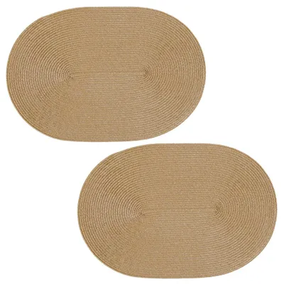 Produktbild von Platzset 2er Set Caramel oval ca. 45x30 cm Platzdeckchen Tischset geflochtene Optik