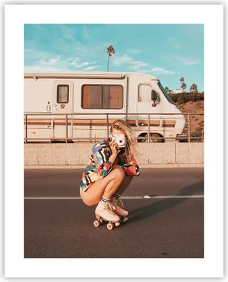 Produktbild von Poster - Poster ohne Rahmen - Reise Frau Rollschuhe - 40x50 cm - Wand Bild - Wanddeko - Wandbilder - Kunstposter - Wandposter - Bilder - Kunstdruck - Wanddekoration - Wandbild - P2XPA40x50-5079