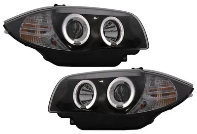 Obrázek produktu pro Světlomety Angel Eyes pro BMW řady 1 E81, E82, E87, E88 (2004–2011), černé.