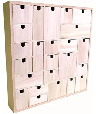Produktbild von Adventskalender zum Dekorieren – Geometrisches Muster – Holz – 40 x 40 x 6,5 cm