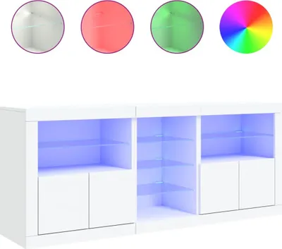 Image de Buffet avec lampes LED blanc 162x37x67 cm