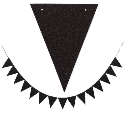 Image de Guirlande de fanions noirs en forme de triangle, 10 mètres, 30 pièces, décoration pour fêtes