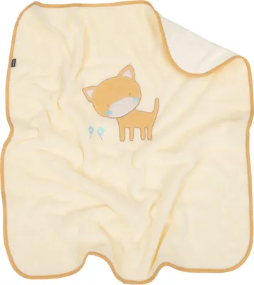Obrázek produktu pro Oboustranná chlupáčková dečka s vyšívkou 75 x 90 cm, Kočička, ecru