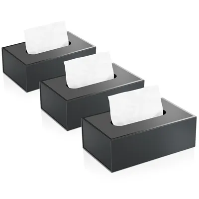 Produktbild von JiaWei Taschentuchbox Kosmetiktuchspender mit Magnetdeckel und UV-Kante Aufbewahrung 3er Faltbar Recycelbar Rechteck Schwarz M
