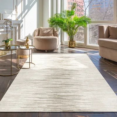Immagine prodotto di Tappeto soggiorno a pelo corto scandinavo boho morbido tinta unita motivo 3D crema dimensioni 160x230 cm
