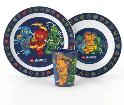 Produktbild von Kindergeschirr-Set LEGO® LEGO Ninjago Kinder Geschirr-Set 3-teilig Teller Schüssel Becher 260