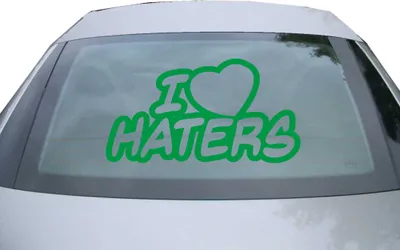 Produktbild von Indigos UG - Aufkleber Heckscheibe & Motorklappe DE6014 - grün - 600x328 mm - i Love haters - Auto Scheiben Fenster Heckklappe Tuning Racing JDM - Die cut