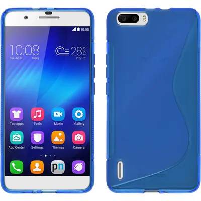 Produktbild von PhoneNatic Case kompatibel mit Huawei Honor 6 Plus - blau Silikon Hülle S-Style + 2 Schutzfolien