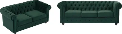Produktbild von Sofas 3-Sitzer & 2-Sitzer - Samt - Grün - CHESTERFIELD