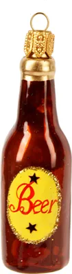 Produktbild von Christbaumschmuck Glas 6cm Bier Flasche Figur Braun