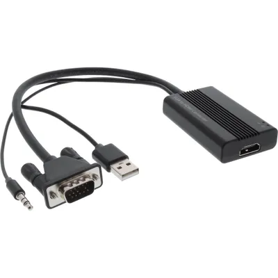 Image de Adaptateur InLine® VGA + audio (3,5 mm) vers HDMI 1.3, Full HD/1080p, audio stéréo, convertisseur externe, alimentation par USB