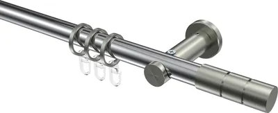 Produktbild von Interdeco Gardinenstange / Vorhangstange Chrom / Edelstahl-Optik, Typ Platon Elanto (Rillenzylinder), 20 mm Ø 1-läufig, 480 cm
