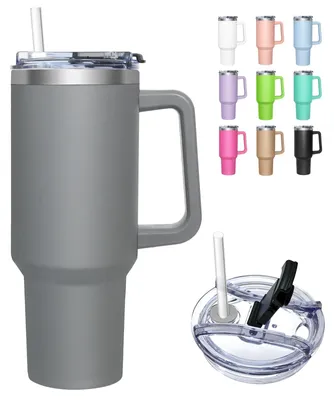 Imagen del producto de Taza térmica de acero inoxidable con tapa 2 en 1 para bebidas frías y calientes