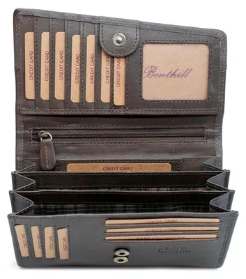 Zdjęcie produktu dla Benthill Portfel damski skórzany RFID szary 17,5x10,5cm