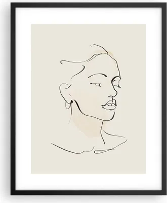 Produktbild von Gerahmtes Poster - Schwarzer Rahmen - Frau Zeichnung Linie - 40x50 cm - Wand Bild - Wanddeko - Wandbilder - Kunstposter - Wandposter - Bilderrahmen - Bilder - Kunstdruck - P2BPA40x50-5046