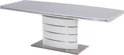 Produktbild von Casa Padrino Luxus Esstisch Weiß / Silber 160-220 x 90 x H. 77 cm - Moderner Ausziehbarer Esszimmertisch - Luxus Küchen Möbel
