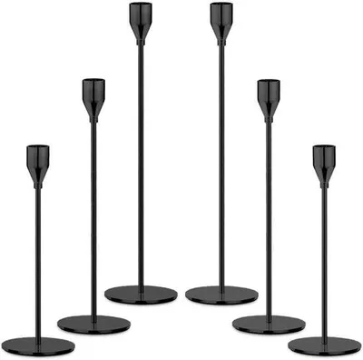 Image de Bougeoirs en métal, grands chandeliers, décoratifs, lot de 6, table, salon