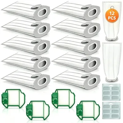 Staubsaugerbeutel 12er-Pack für Vorwerk Kobold VK7/FP7 mit 4 Filtern