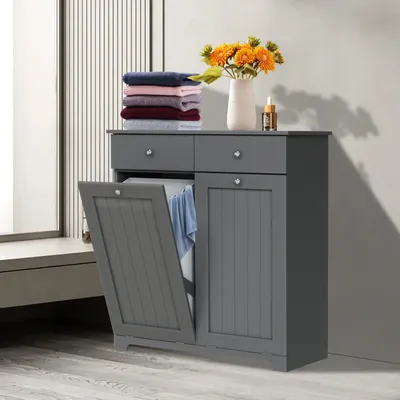 Obrázok produktu pre ML-Design B-goods skriňa na bielizeň, 75x37x90 cm, sivá, z MDF, vrátane 2 zásuviek