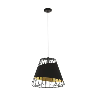 Image de EGLO Lampe à suspendre Austell, lampe à suspendre industrielle, vintage, moderne, lampe à suspendre en acier et textile, lampe de table à manger, lampe de salon, E27, Ø 43 cm