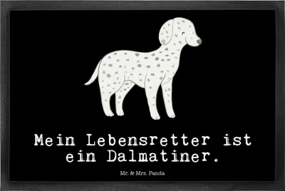 Produktbild von Mr. & Mrs. Panda fußmatte Dalmatiner Lebensretter 40 x 60 cm - Schwarz - Geschenk, Dalmatinac, Schmutzmatte, Schmutzfangmatte, Fußabstreifer, Sauberlaufmatte