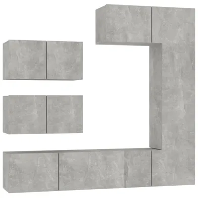 Produktbild von 6-tlg. TV-Schrank-Set Betongrau Holzwerkstoff