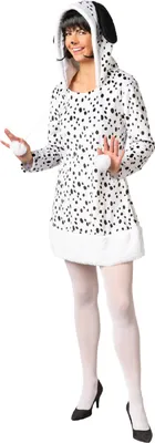 Produktbild von O1069-42-44 weiß-schwarz Damen Dalmatiner Kleid  Gr.42-44