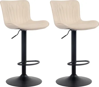 Produktbild von CLP 2er Set Barhocker Linus höhenverstellbar und 360 drehbar creme Material Kunstleder