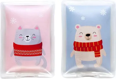 Produktbild von schöne Handwärmer I Wiederverwendbare Taschenwärmer I tolle Muster I Verschiedene Designs (2er Set Katze & Bär)