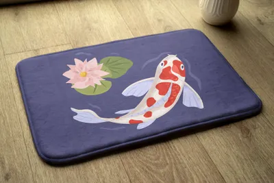 Obrázok produktu pre Kúpeľňová Rohožka Protišmyková - Kúpeľňová Predložka Absorpčná - 90x60 - Koi ryby