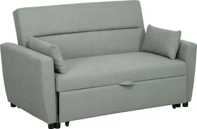Zdjęcie produktu dla Sofa rozkładana HOMCOM, 2-osobowa sofa z funkcją spania, regulowane oparcie, kanapa z poduszkami, wygląd aksamitu, sofa rozkładana do salonu, pokoju gościnnego, jasnoszara