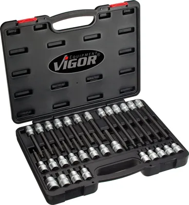 Produktbild von Vigor V1919, Steckschlüssel-Satz, 1/2", Metrisch, 30 Kopf/Köpfe, 5,6,7,8,10,11,12,13,14,17,19 mm