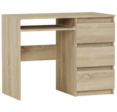 Obrázok produktu pre Počítačový písací stôl 96 cm, pravostranný, 3 zásuvky, FRAMIRE N-3, sonoma