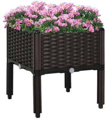 Immagine prodotto di Outsunny, fioriera rialzata, contenitore per piante con fori di drenaggio, fioriera in stile rattan