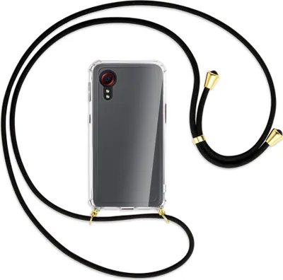 Produktbild von Handykette Backcover-Schutzhülle mit Band (Metall goldfarben) für Samsung Galaxy Xcover 5 (G525) - schwarz