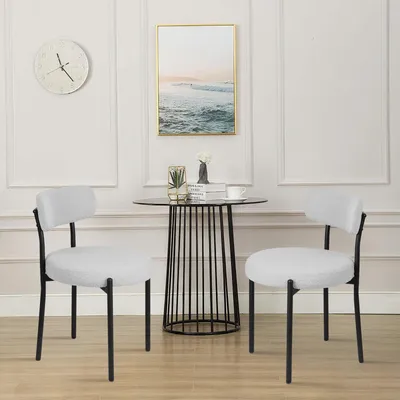 Produktbild von Esszimmerstühle Set (2 St),Küchenstuhl Polsterstuhl Wohnzimmerstuhl,Sitzfläche aus Teddy Samt,Ergonomisches Design,für Esszimmer und Wohnzimmer Grau
