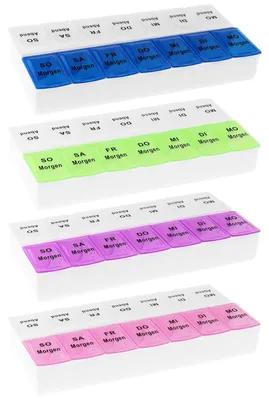 Produktbild von WELLGRO WELLGRO Tablettenbox 7 Tage 2 Fächer – Pillenbox & Medikamentenbox große Fächer, große Pillendose als Tabletten Organizer für Zuhause & Reise
