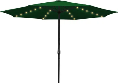 Immagine prodotto di Ombrellone Clanmacy Ombrellone a braccio laterale 350 cm con LED solare, protezione UV, manovella - Verde - Ombrellone da giardino Ombrellone da mercato Ombrellone con manovella